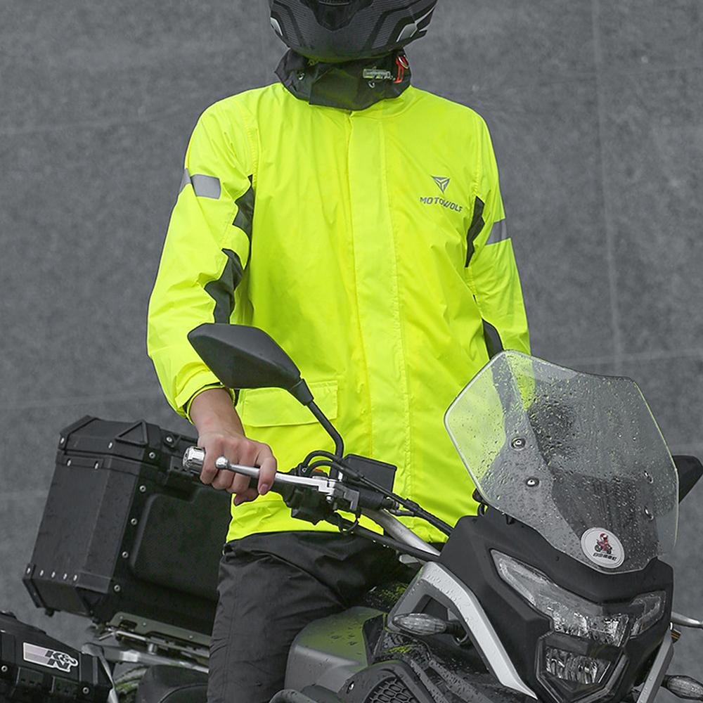 Men Motorcycle Rain Suit Outdoor Reflective Waterproof Rain Jacket and Pants Rain Gear for Riding Cycling Camping Hiking