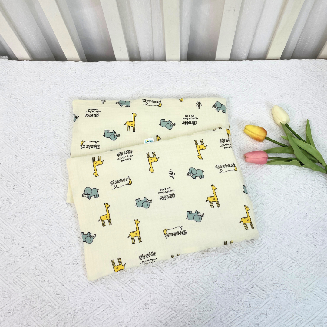 Gối Đầu Cho Bé Sơ Sinh BAFABY Vải Xô Muslin An Toàn Thấm Hút Tốt Họa Tiết Động Vật Đáng Yêu 348
