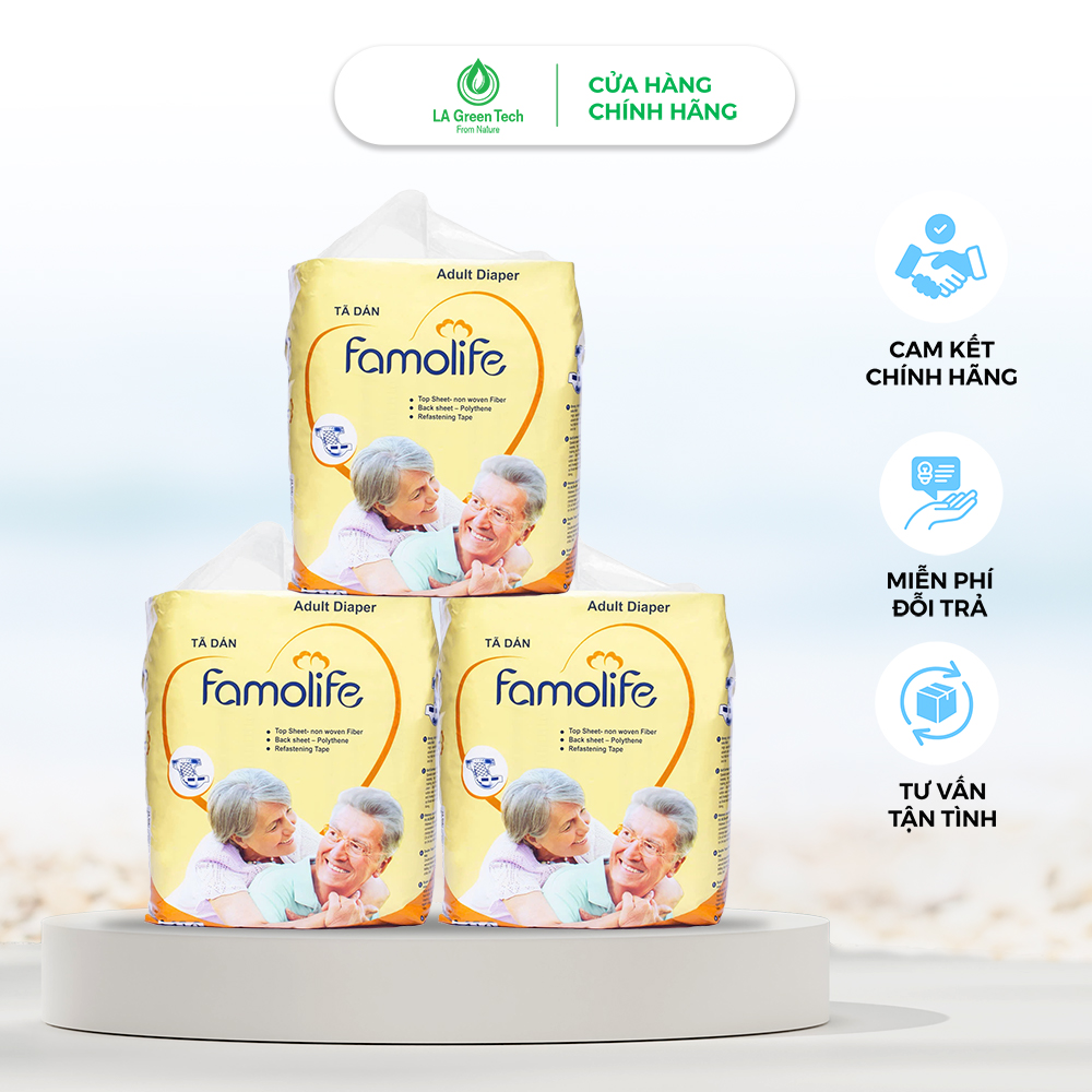 COMBO 3 Tã dán người già FAMOLIFE Cao Cấp mềm mại, thấm hút