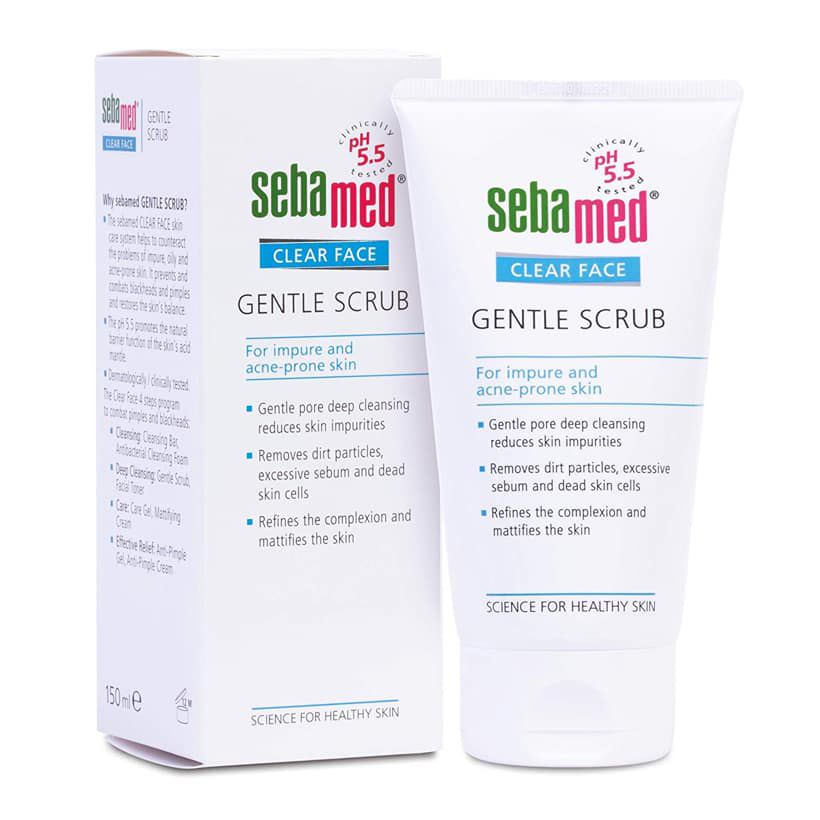 Kem Tẩy Tế Bào Chết Kháng Khuẩn Và Hỗ Trợ Trị Mụn pH5.5 Sebamed Clear Face Gentle Scrub SCF02A (150ml)