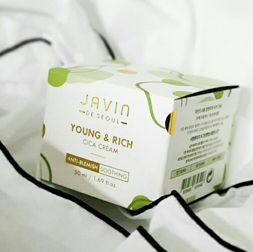 Kem ngừa mụn, trắng da JAVIN DE SEOUL YOUNG&amp;RICH CICA CREAM Hàn quốc 50ml Kèm 1 mặt nạ trà xanh dabo