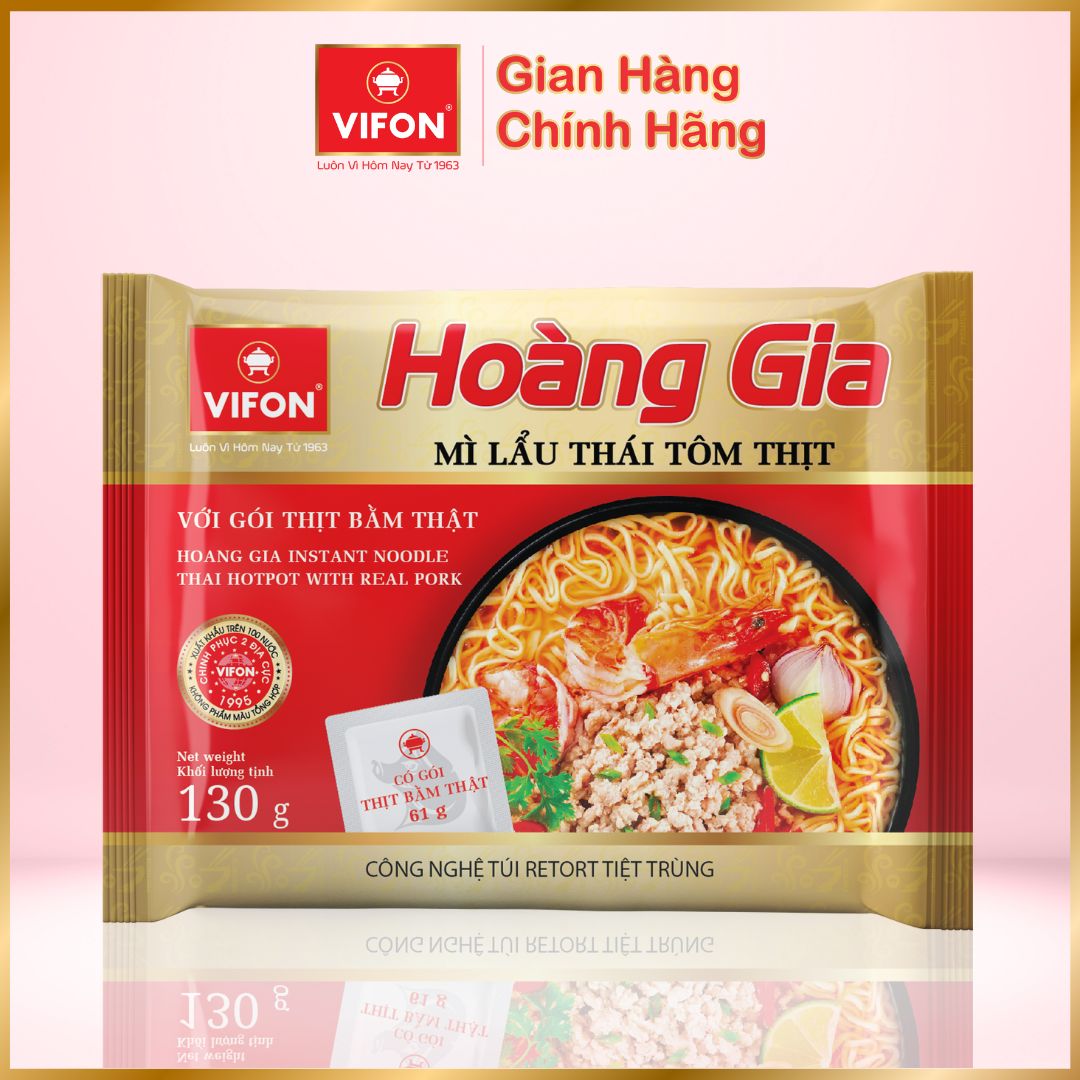 Thùng 18 Mì Lẩu Thái Tôm Thịt  HOÀNG GIA VIFON (130gr / Gói)