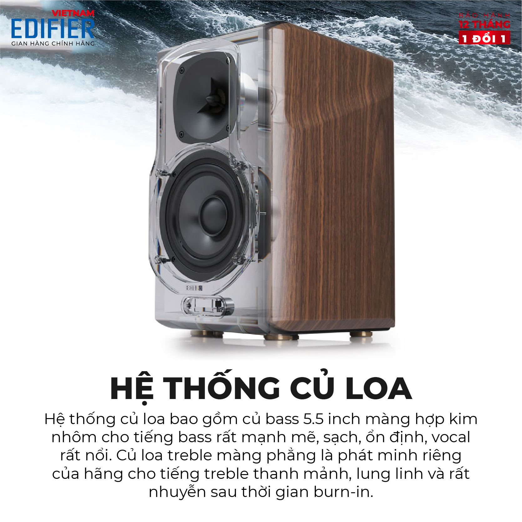 Bộ loa bluetooth Bookshelf Hifi cao cấp EDIFIER S2000MKII - Công nghệ aptX - Kèm dây Monster Cable 2RCA ra 4RCA 2M - Hàng chính hãng