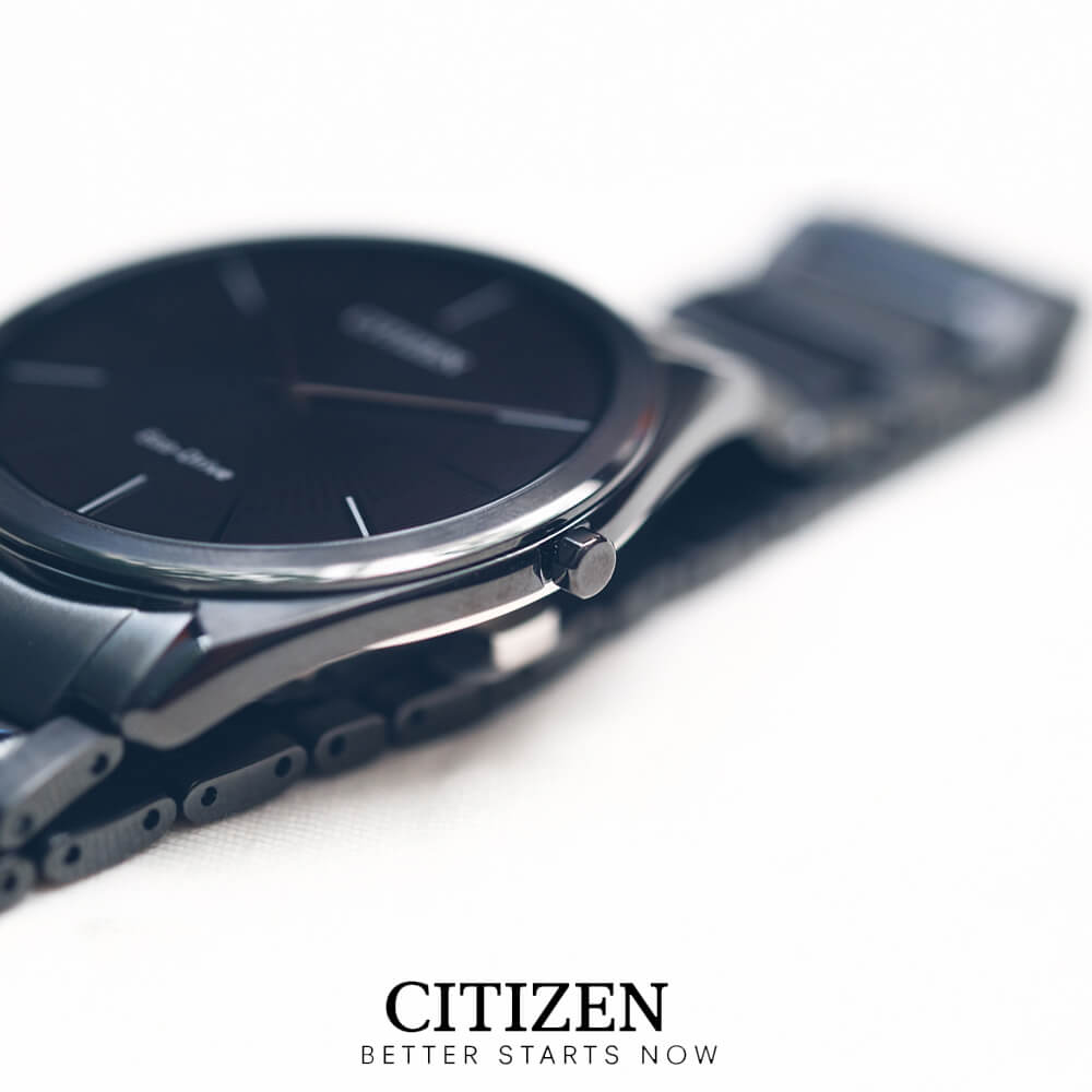 Đồng Hồ Nam Citizen Siêu Mỏng Dây Thép Không Gỉ AR3079-85E - Mặt Đen (Sapphire)