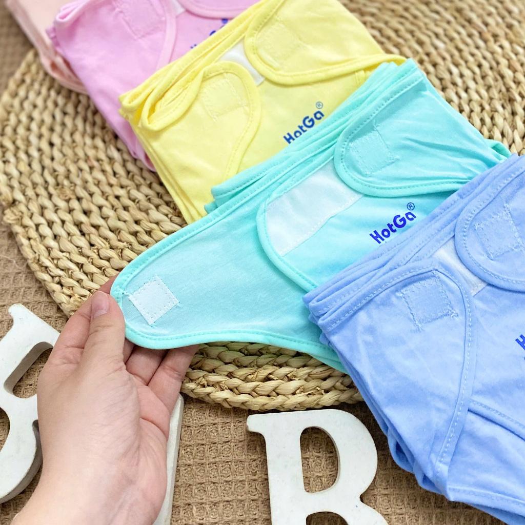 (3-8kg) Set 5 Tả Vải Dán Cotton Màu Cho Bé Sơ Sinh - HotGa - Set 5 - VÀNG