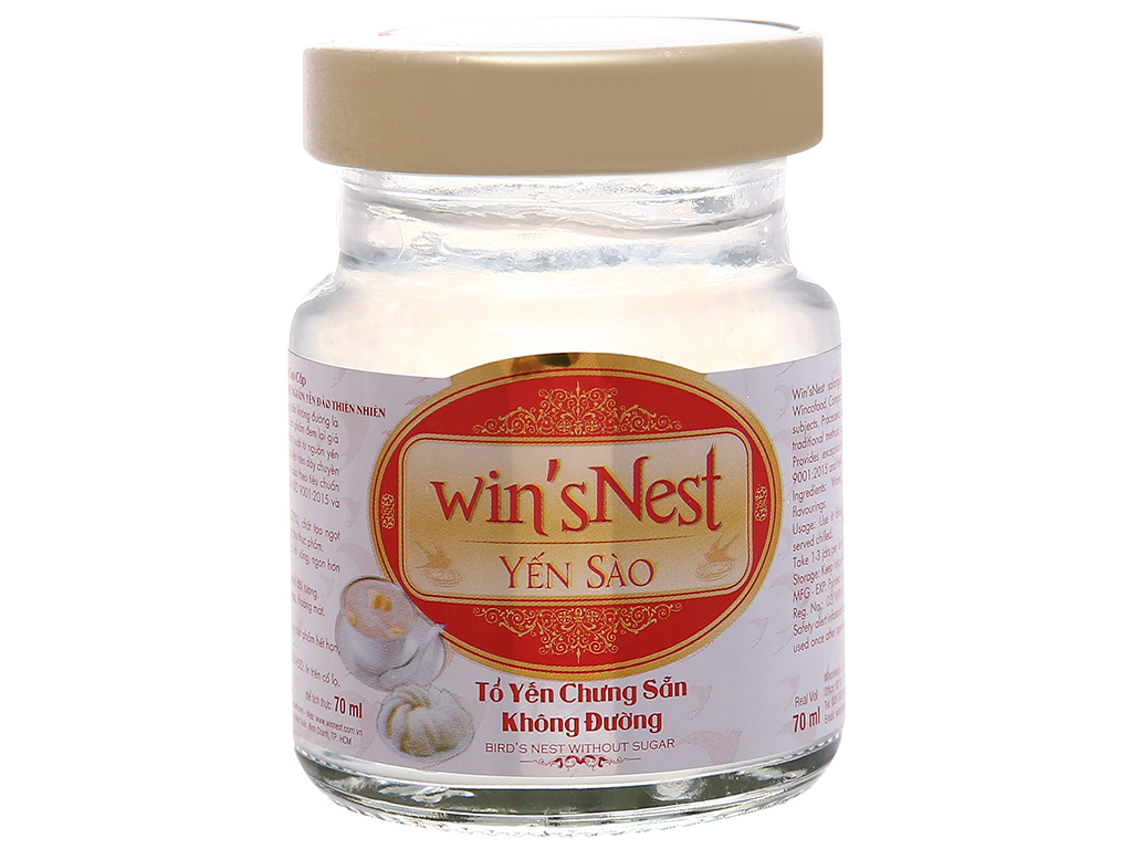 Combo 10 lọ Yến Sào cao cấp win'snest Tổ Yến Chưng Sẵn Không Đường 20% (70 ml/ lọ) kèm túi xách