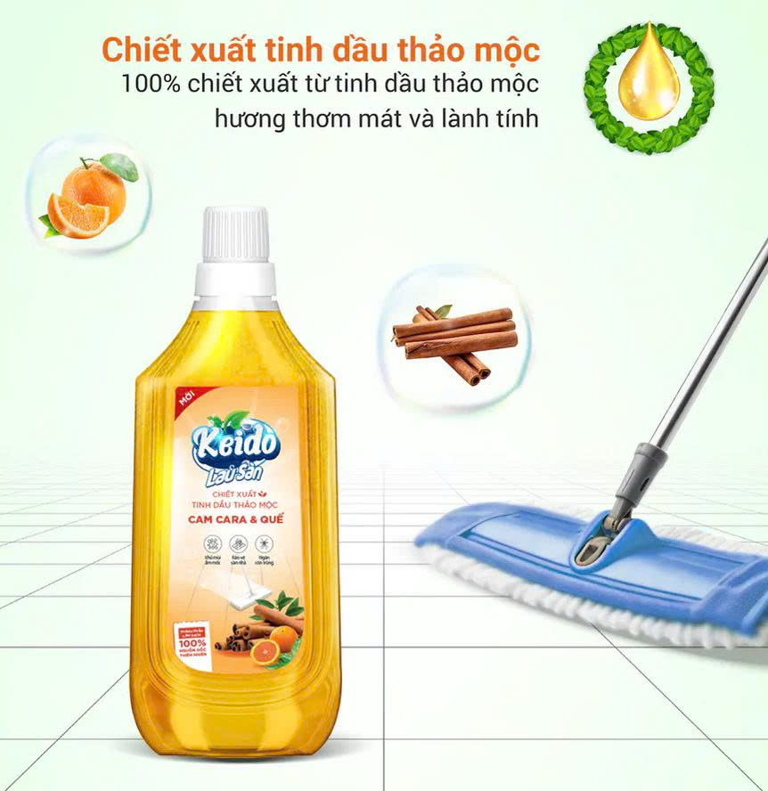 Nước Lau Sàn Gốc Thực Vật TD CAM QUẾ Đuổi Muỗi và Côn Trùng (Thuộc nhóm Sản phẩm Lành tính) Can 1 lít