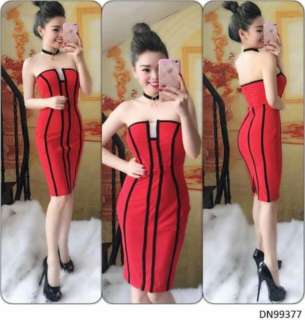 Đầm cúp phối màu cá tính