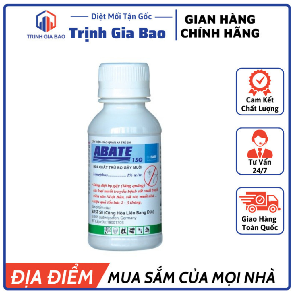 Chế Phẩm Diệt Bọ Gậy, Muỗi Loăng Quăng Abate 1sg Chai 100gr Mùi Nhẹ An Toàn Sức Khỏe Và Môi Trường