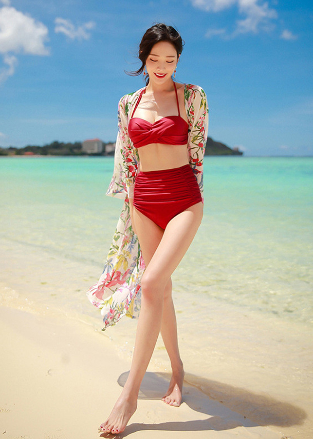 Bộ Bikini Nữ Lưng Cao - Đỏ