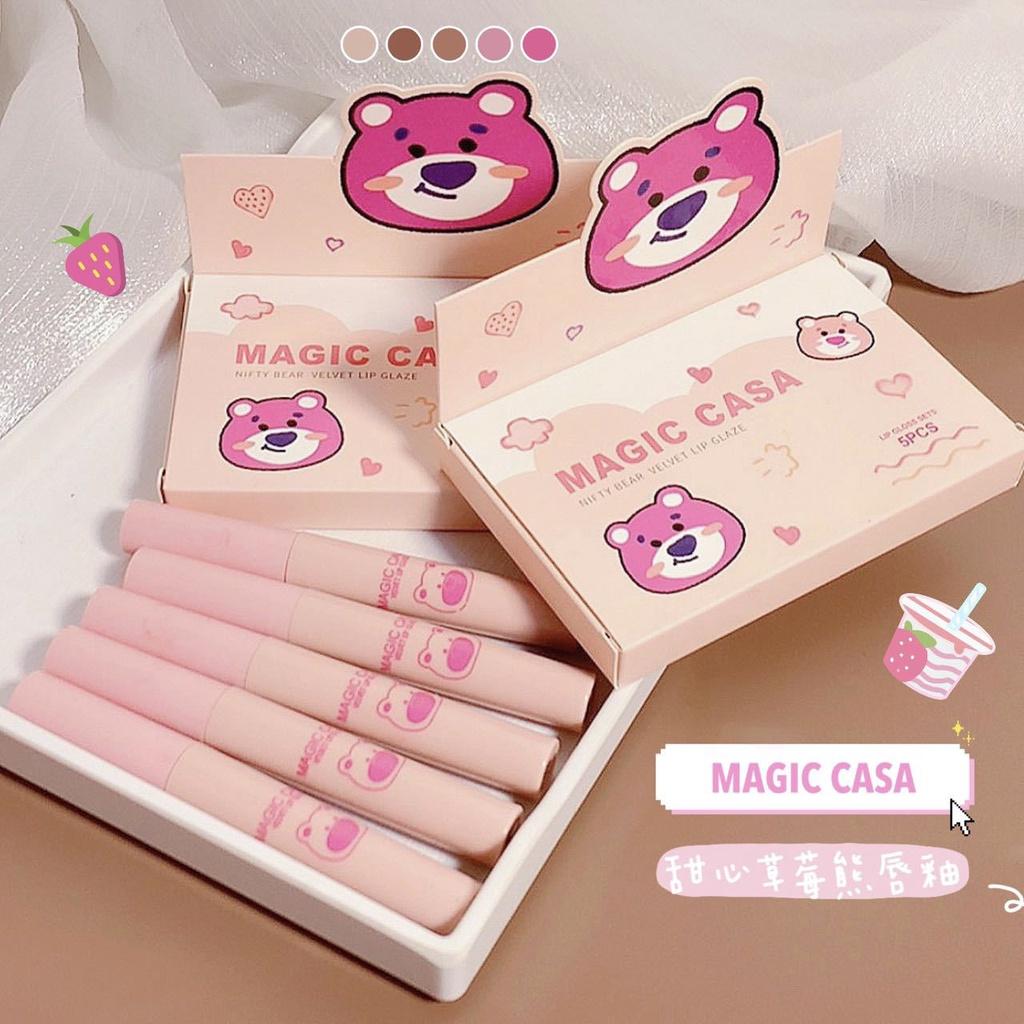 Set 5 Son Kem Lì Gấu Hồng MAGIC CASA