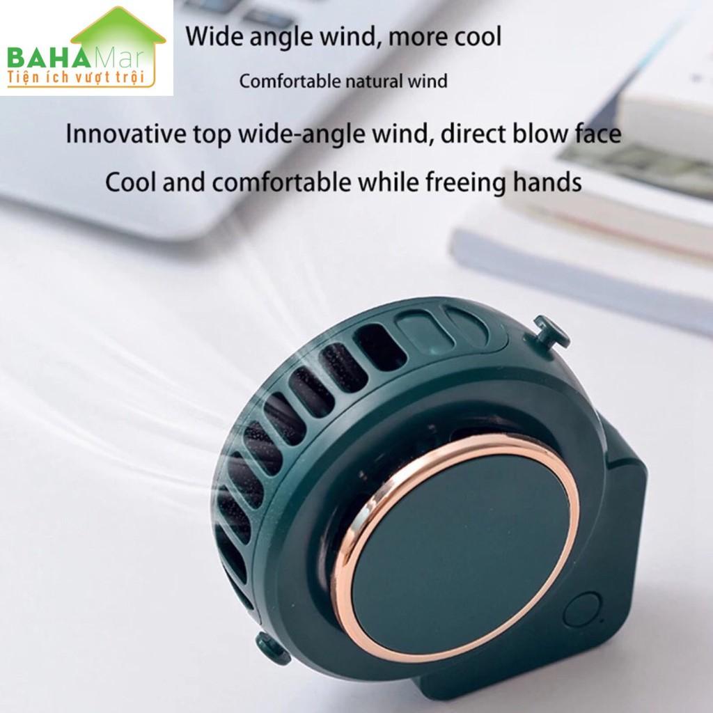 QUẠT MINI CẦM TAY 3 BÁNH RĂNG CÓ THỂ ĐIỀU CHỈNH CÓ DÂY ĐEO CỔ LÀM MÁT "BAHAMAR" gió thổi rộng và luồng không khí mạnh mẽ