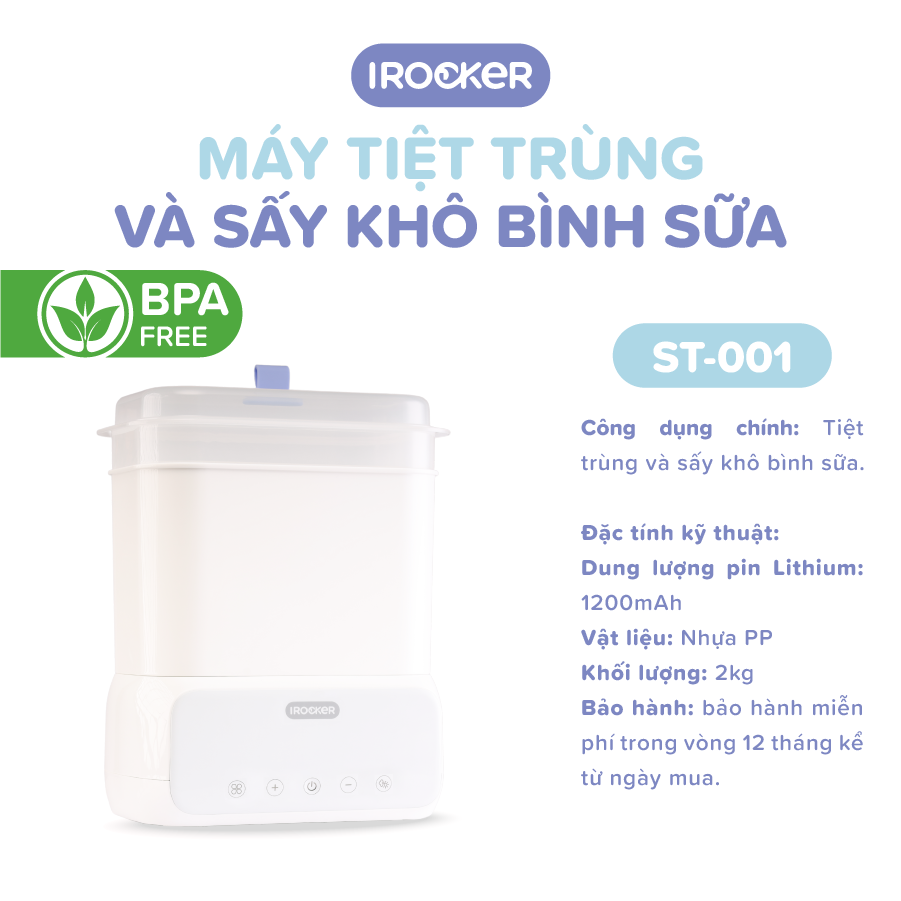 Máy tiệt trùng và sấy khô bình sữa IROCKER - ST 001