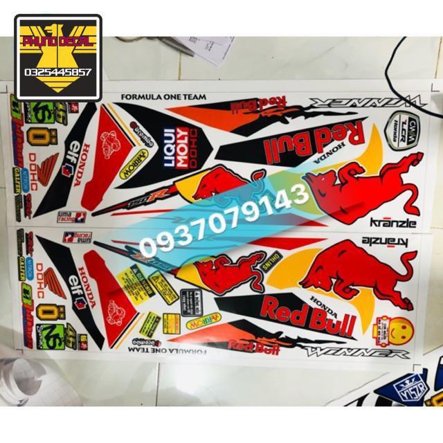 Tem rời winner redbull dán xe trắng