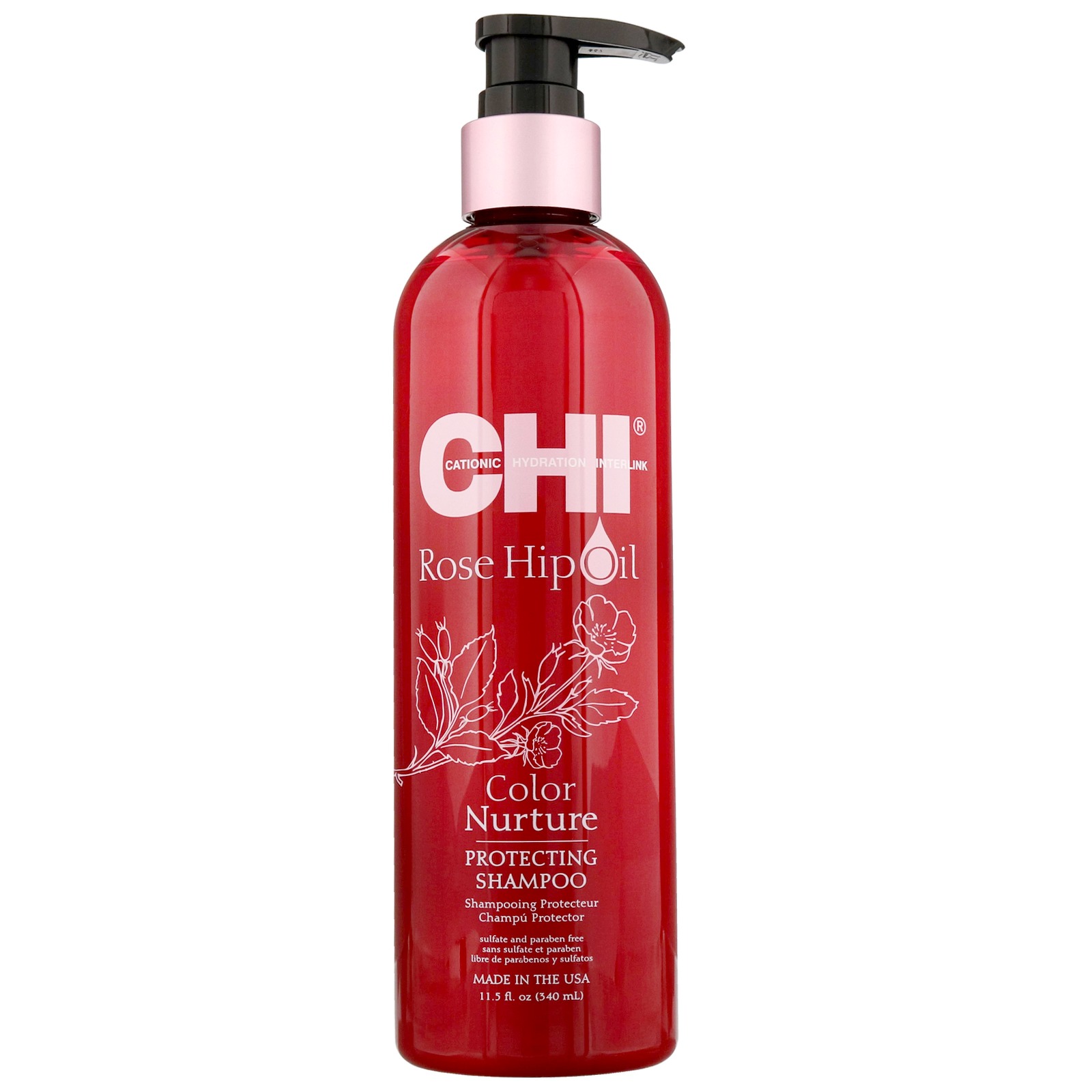 Dầu gội CHI Rose Hip Oil Color Nature giữ màu tóc nhuộm Mỹ 340ml