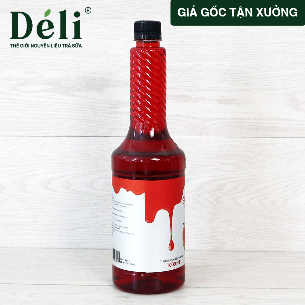 Siro ổi hồng Déli chai 1lit, HSD: 12 tháng  [CHUYÊN SỈ] Nguyên liệu pha chế trà trái cây, soda,...