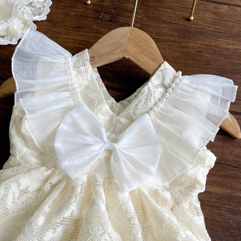 Set Body Ren Nơ Lưới Kèm Mũ Cột Dây Cho Bé Gái Sơ Sinh 1 2 Tuổi Từ 3-11kg Dành Cho Bé Gái