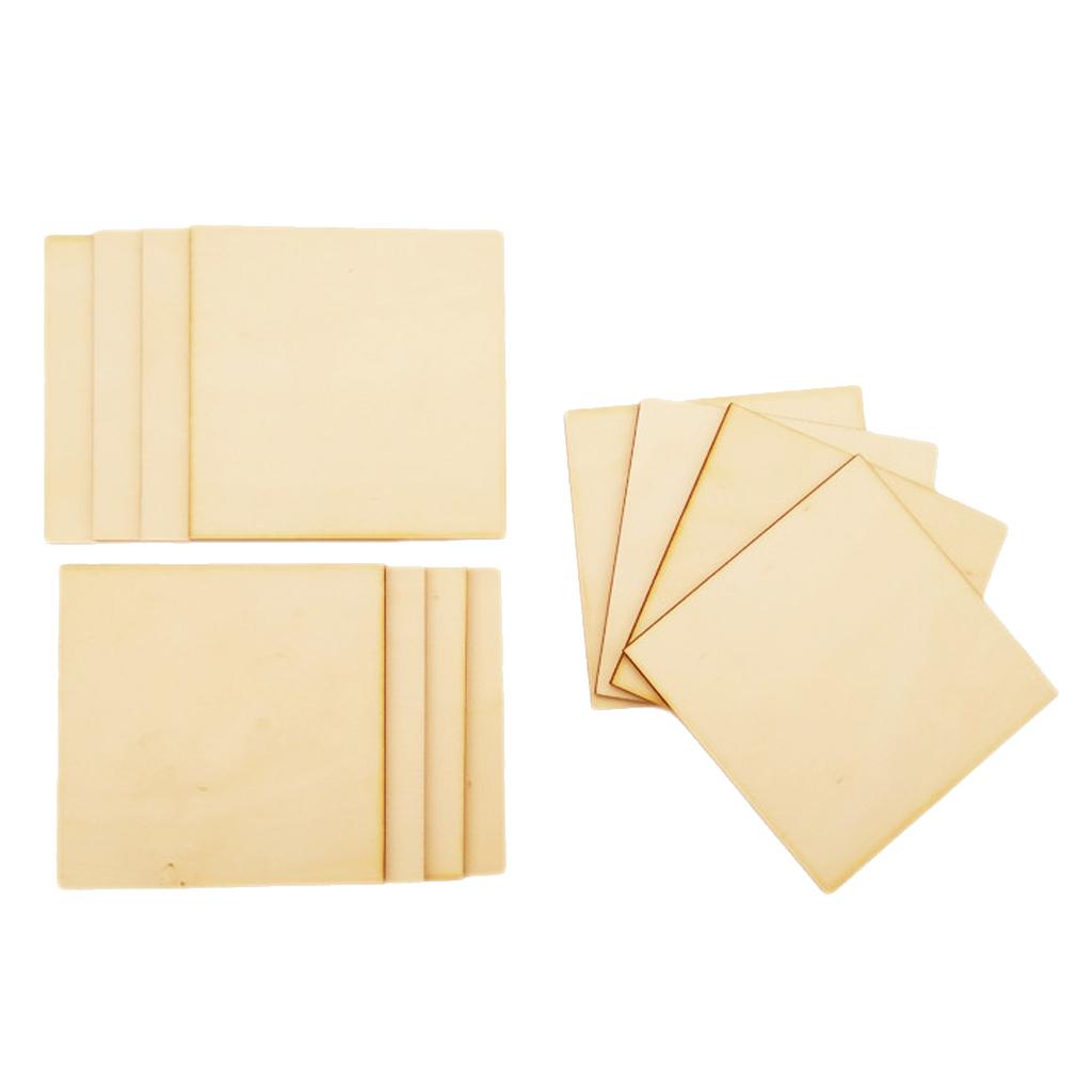 12 Pieces 8cm Wooden Square Shape Ply Blank Craft Squares Wooden Shapes DIY