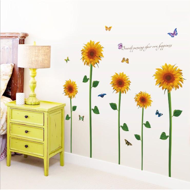 Decal trang trí tường - Hoa Hướng Dương Vàng 02
