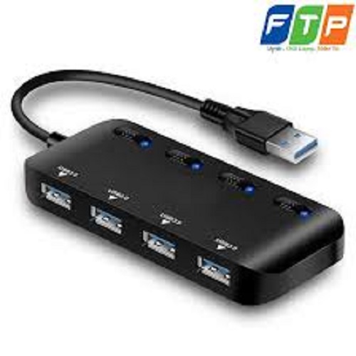 Hub chia cổng usb 3.0 Ultra Slim có công tắc (4 cổng) - Bộ chia cổng USB 1 ra 4, USB 3.0, thiết bị chia cổng usb 3.0, hub 3.0