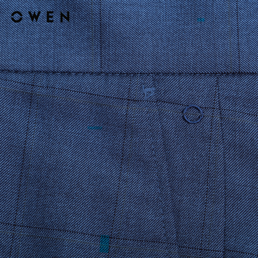 OWEN - Quần tây nam form Trendy màu Xanh navy Kẻ caro chất liệu TR Spandex QD220671