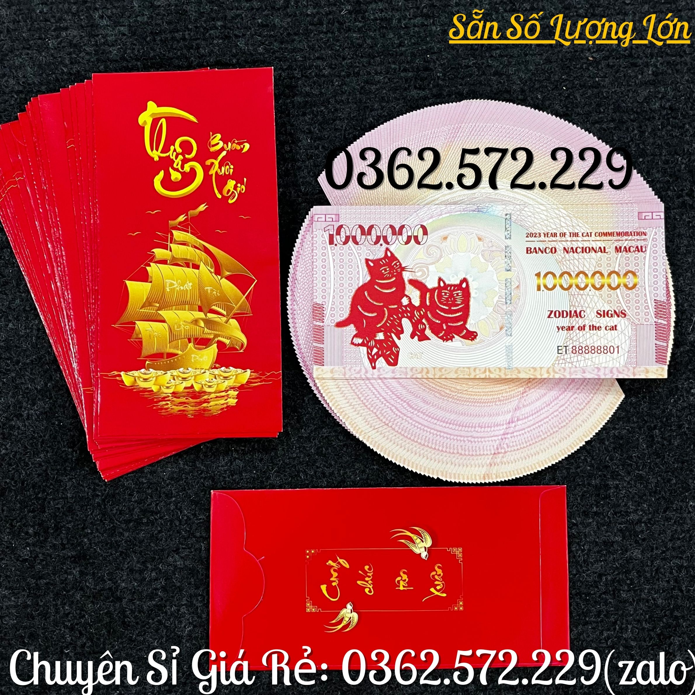 [Tặng Tết 2023] Sỉ 100 Tờ Tiền Hình Con Mèo Macao Mệnh Giá Khủng 1 Triệu Patacas kỷ niệm Lì Xì Tết 2023 độc đáo ý nghĩa-Tặng Bao Lì Xì Tết