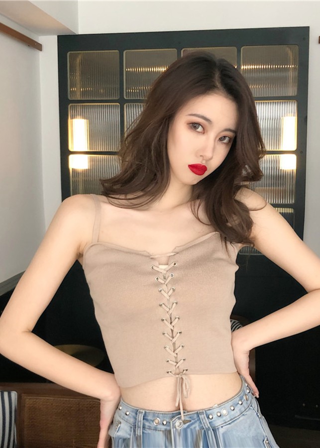 Áo hai dây đan chéo sexy Mã: AH348 - NÂU