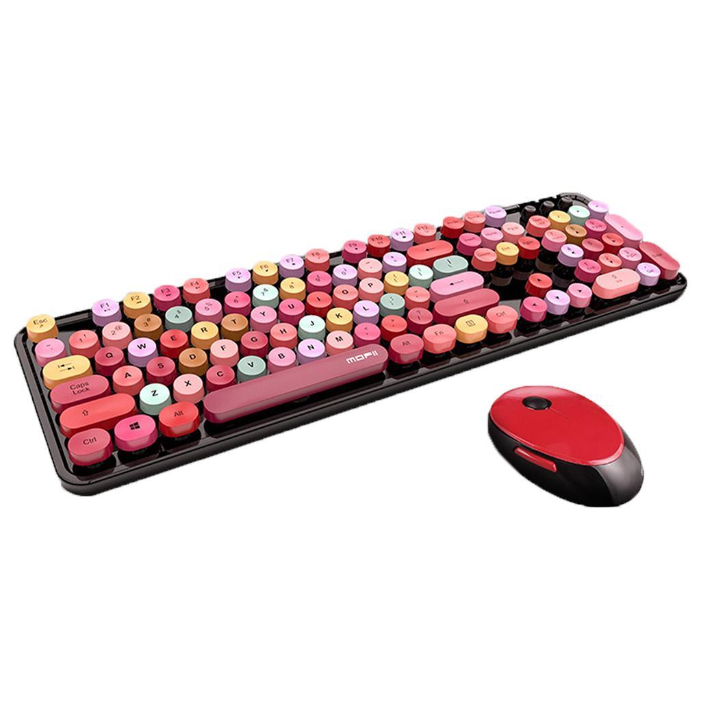 Mixed Color Wireless Keyboard and Mouse 104 Colorful Red Mixed Color