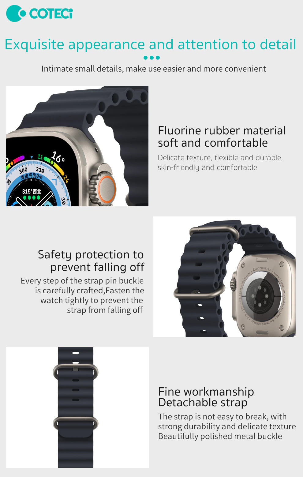 Dây đeo thay thế dành cho Apple Watch Ultra 49mm / 45mm / 44mm / 42mm hiệu COTEETCI Ocean Strap Watchband - hàng nhập khẩu