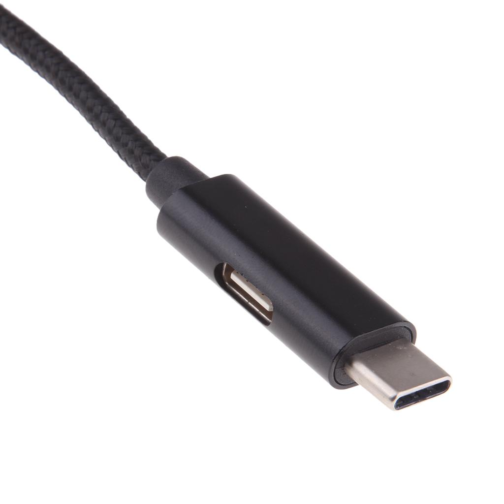 2 in 1 USB Type C Cable Fast Charge to 3.5mm Audio Headphone Adapter Converter Supports Audio and Charging for Motorola MotoZ, Letv