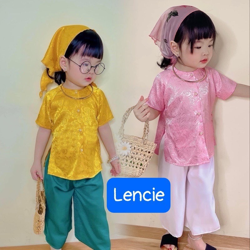Bộ bà ba cho bé gái đi chơi biểu diễn mẫu hoa đẹp từ 12-40kg chất lụa mềm mát (KÈM KHĂN)