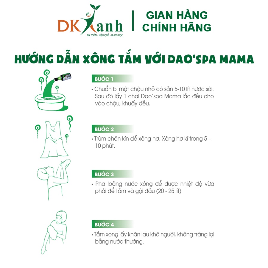 Combo 3 hộp - Nước tắm sau sinh Dao'spa Mama - DK Pharma (9 chai - dung tích 250ml/chai)