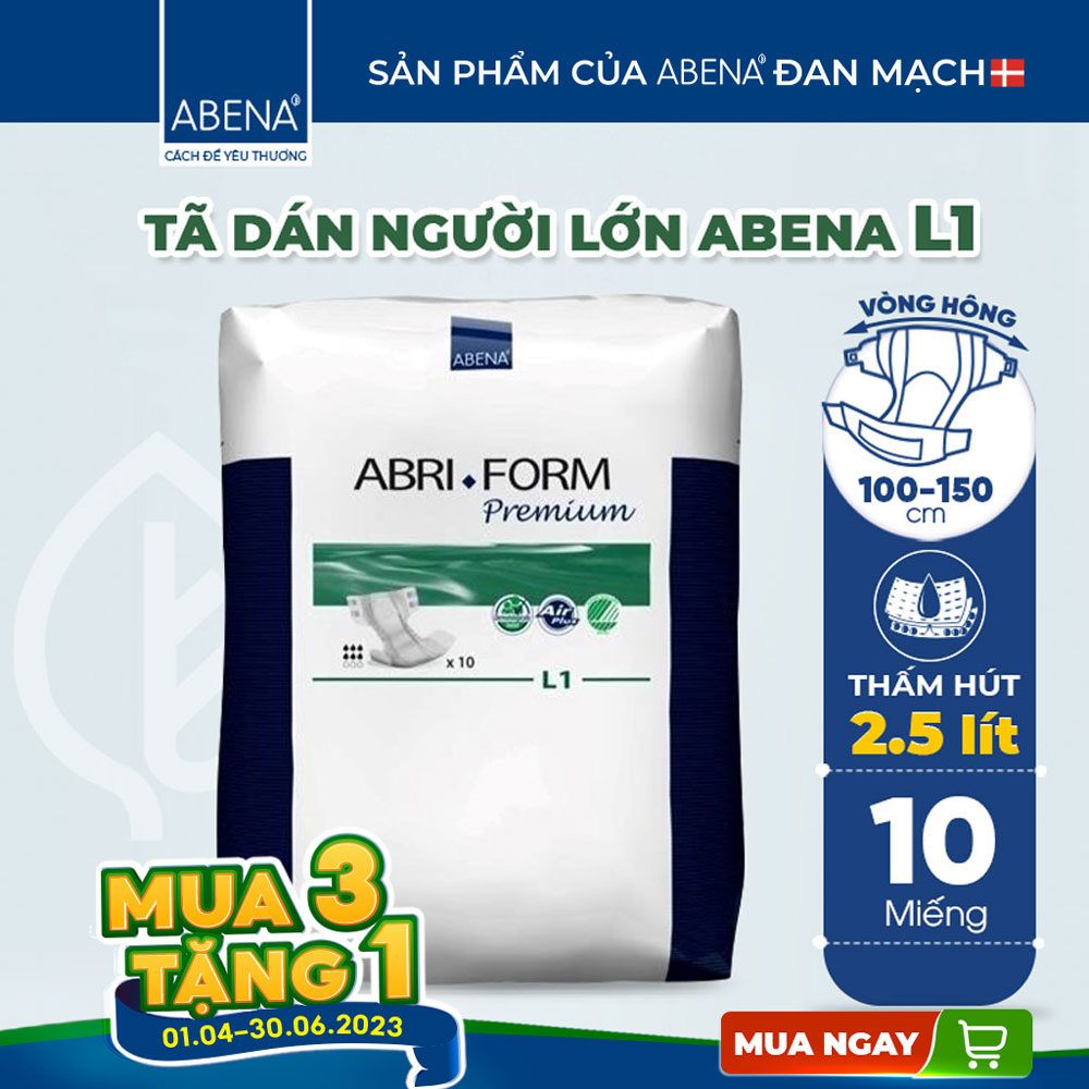 Combo 6 bịch tã dán người lớn Abena Abri Form Premium - Nhập khẩu Đan Mạch (Gói 10 miếng)