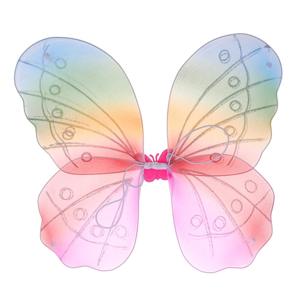 2xGirls Fairy Butterfly Wing Rainbow Children Birthday Party Fancy Dress Up