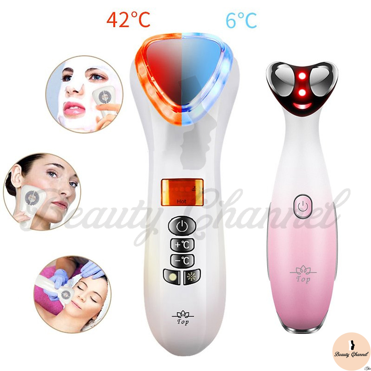 Búa Điện Di Massage Mặt Làm Đẹp Da Nóng Và Lạnh Photon Ánh Sáng Đỏ - Xanh Dương Kèm Máy Massage Làm Đẹp Mắt RF Thế Hệ Mới - Giảm Mệt Mỏi - Quầng Thâm - Làm Mờ Nếp Nhăn