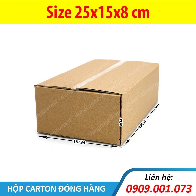 Hộp giấy P63 size 25x15x8 cm, thùng carton gói hàng Everest