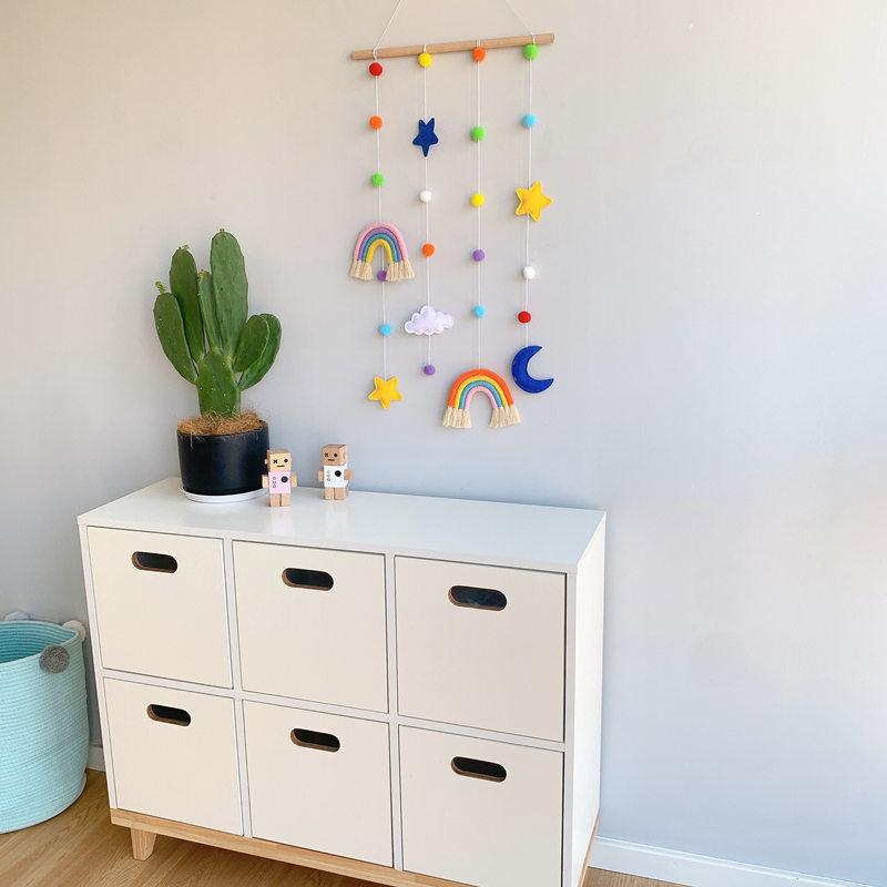 INS Bắc Âu Dệt Rainbow Bé Kẹp Tóc Giữ Trẻ Em Bé Gái Kẹp Tóc Bảo Quản Dây Hình Ảnh Người Tổ Chức Treo Tường Trang Trí Mặt Dây Chuyền