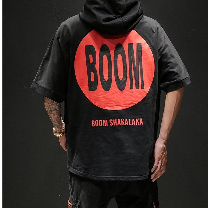 Áo thun cotton có nón Boom (Unisex nam nữ đều mặc được