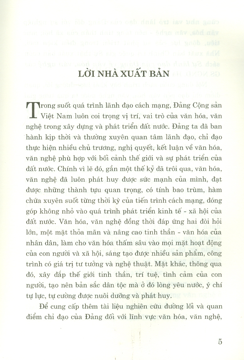 Sự Lãnh Đạo Của Đảng Về Văn Hóa Văn Nghệ (In giới hạn 50 cuốn)