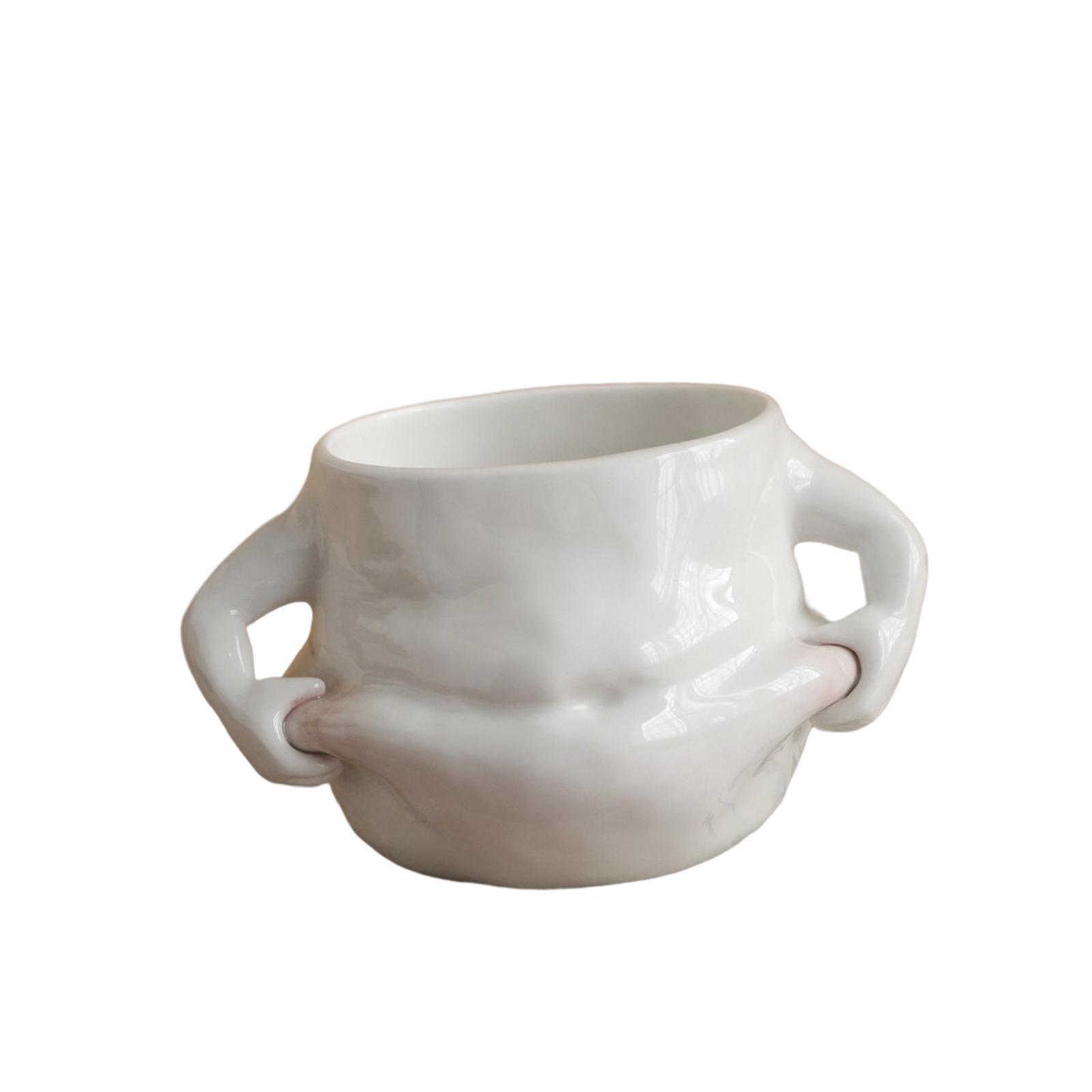 Funny Ceramic Coffee Mug Water Cup White with Handles for Wedding Home