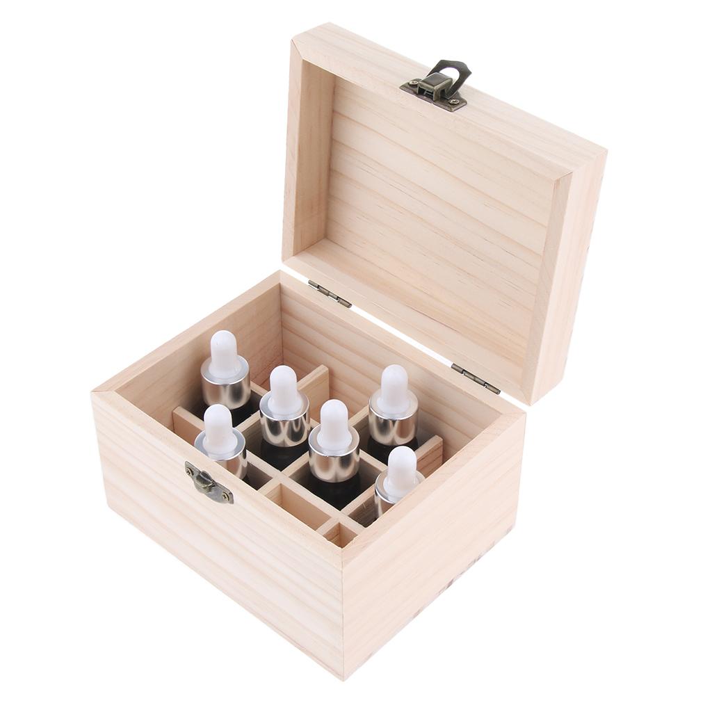 12 Slots Essential Oil Wooden Box Storage Case Organizer Protector Container
