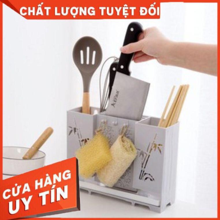 Ống đũa thìa kèm giá cắm dao dán tường gọn gàng tiện dụng