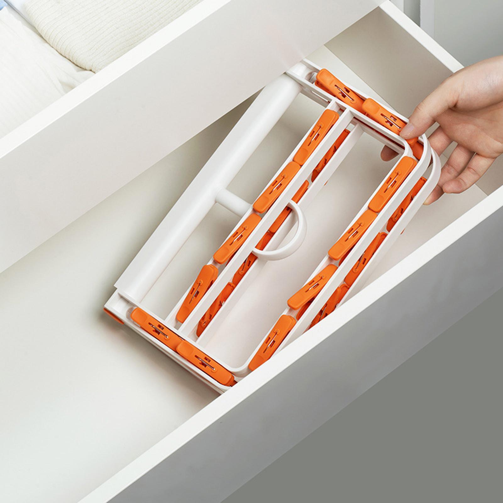 Foldable Socks Cloth Hanger Windproof Clothespin 24 Clips Household