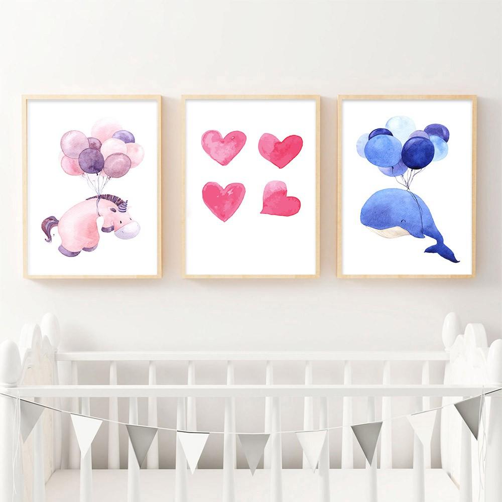 Bộ 3 tranh canvas động vật trẻ em ADH0104