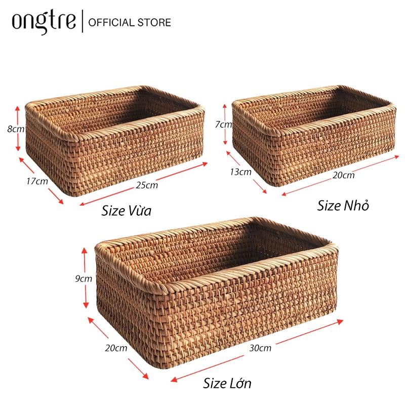 Khay Mây Guột Ongtre Hình Chữ Nhật Đựng Đồ Ăn, Decor, Chụp Ảnh - Hình Chữ Nhật Cao - Size Lớn