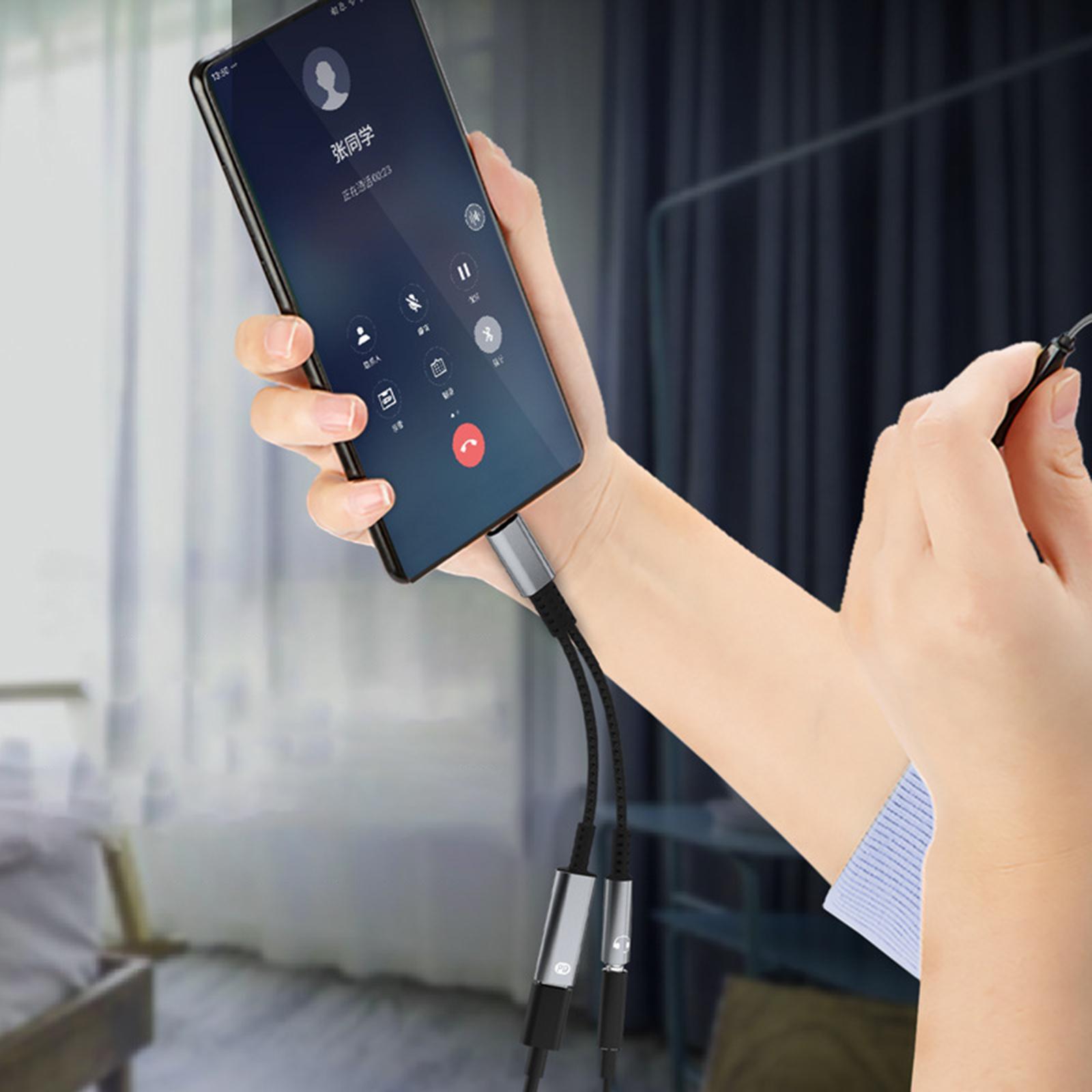 USB C Headphone Jack Charging Cable Black