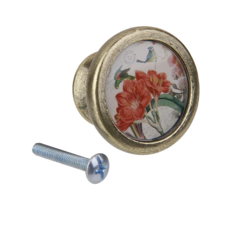 2pcs Vintage Brass Door Knob Cabinet Cupboard Drawer Dresser Pulls Handle Knob
