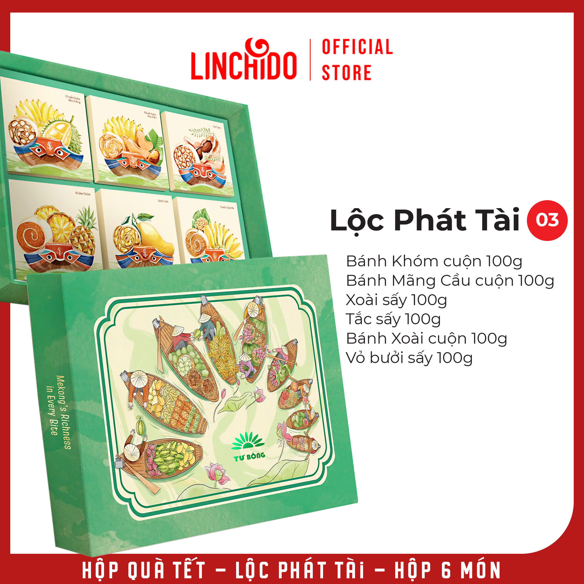Hộp Quà Tết - Lộc Phát Tài - Hộp 6 Món