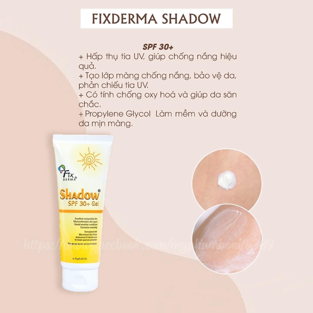 Gel Chống Nắng Da Mặt Fixderma Shadow SPF 30+ 75g