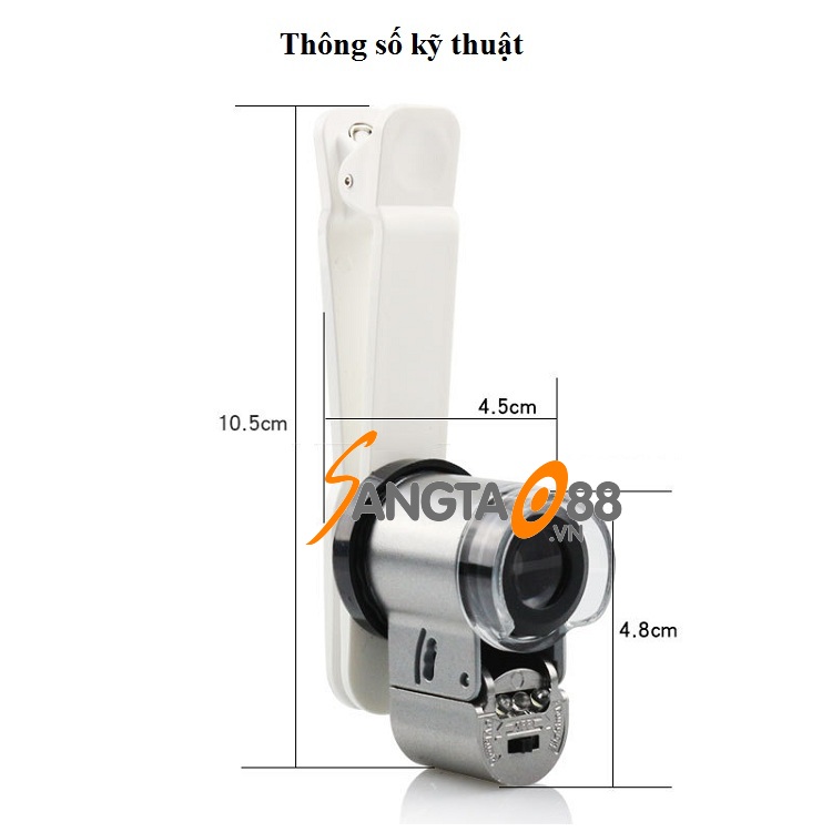 Kính lúp 65x hỗ trợ soi mẫu vật kẹp điện thoại thông minh cao cấp